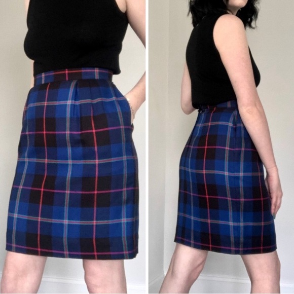 Vintage 1980s-90s That’s Me High Rise Plaid Fitted Mini Skirt Pencil Skirt - Picture 11 of 11